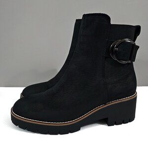 Blondo Dakota Waterproof Ankle Bootie Moto Boot Buckle Black Leather Size 9